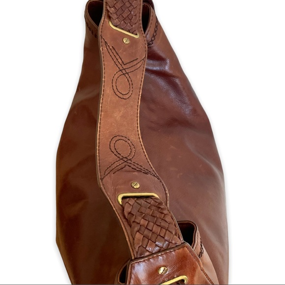 Cole Haan large brown hobo shoulder bag fringe tassel detail - Picture 12 of 14